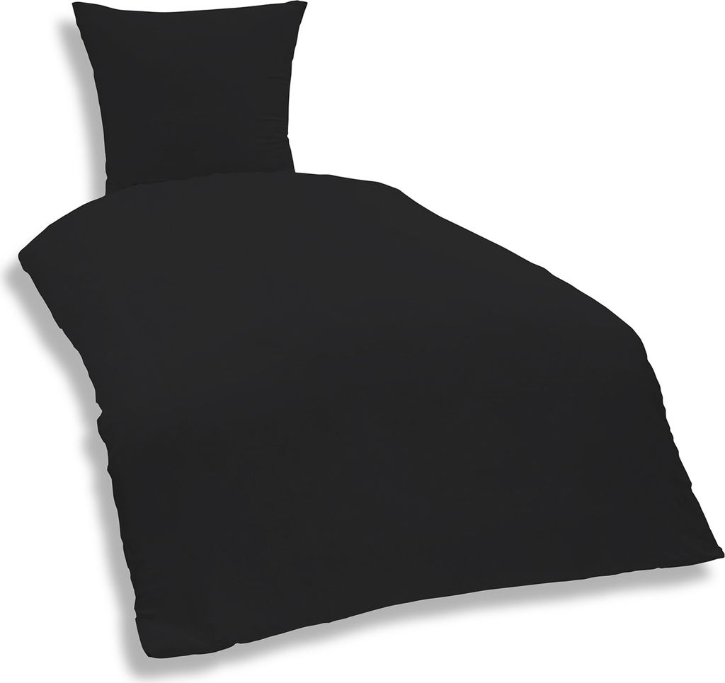Uni Bettwäsche 135x200 cm schwarz Einfarbig Renforce Baumwolle Garnitur