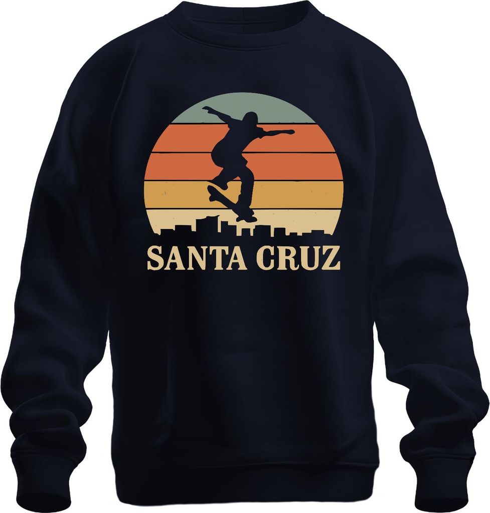 Santa Cruz Skateboard Skater Retro Sonnenuntergang Vintage Strand Uni Sweatshirt Pullover, Navy, M