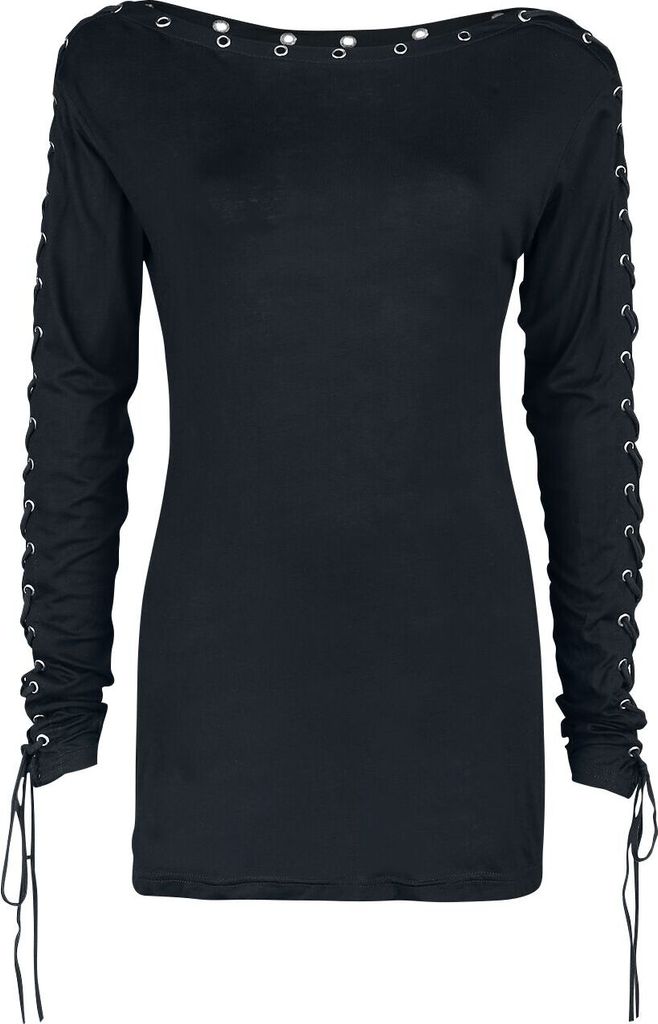 Gothicana by EMP Damen schwarzes Langarmshirt mit Nieten L