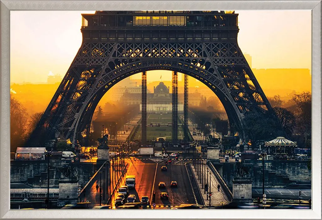 Décoration Murale Paris : Poster Encadré Tour Eiffel 61x91cm Alu Argent