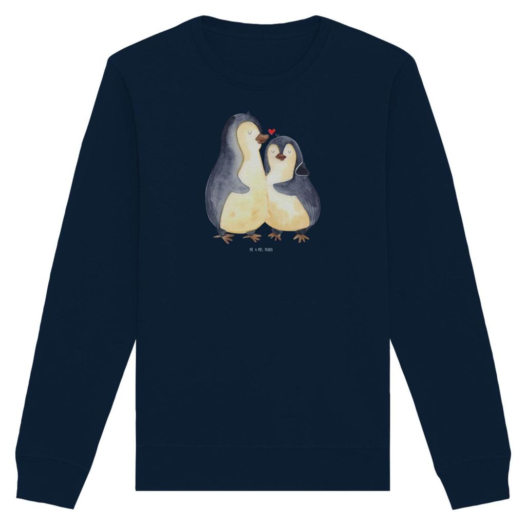 Mr. & Mrs. Panda Baumwoll Pullover Pinguine Einschlafen Größe XS - French Navy - Geschenk, für Freundin, Partner, Mitbringsel, Rundhals, Hochzei...