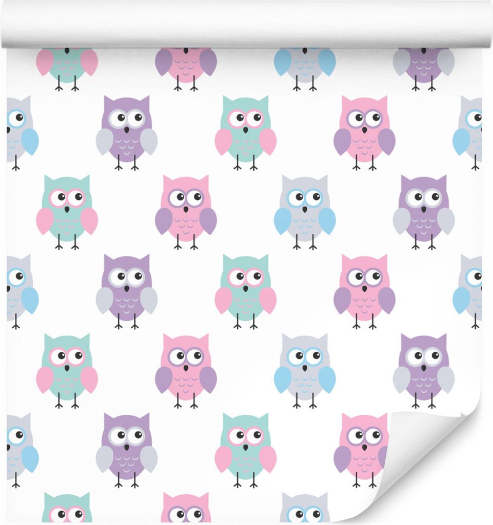 10m VLIES TAPETE Rolle Kinderzimmer Vügel Eulen Motiv Natur Ornamente XXL