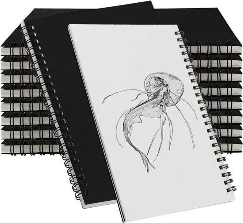 Carnet de croquis noir A5 à spirale avec 60 feuilles pour dessin au crayon