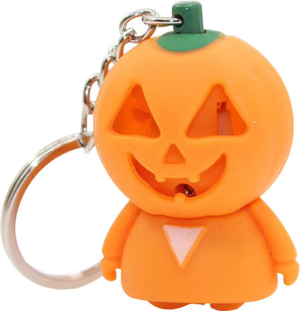 Halloween Kürbis Geist LED Sound Auto Schlüsselanhänger Schlüsselanhänger Halter Tasche Anhänger Geschenk-Orange