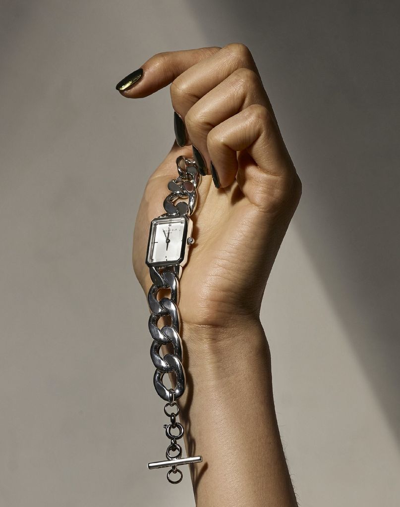 ROSEFIELD Damenuhr STUDIO Octagon XS Kettenuhr Silber eckig SWSSS-O56