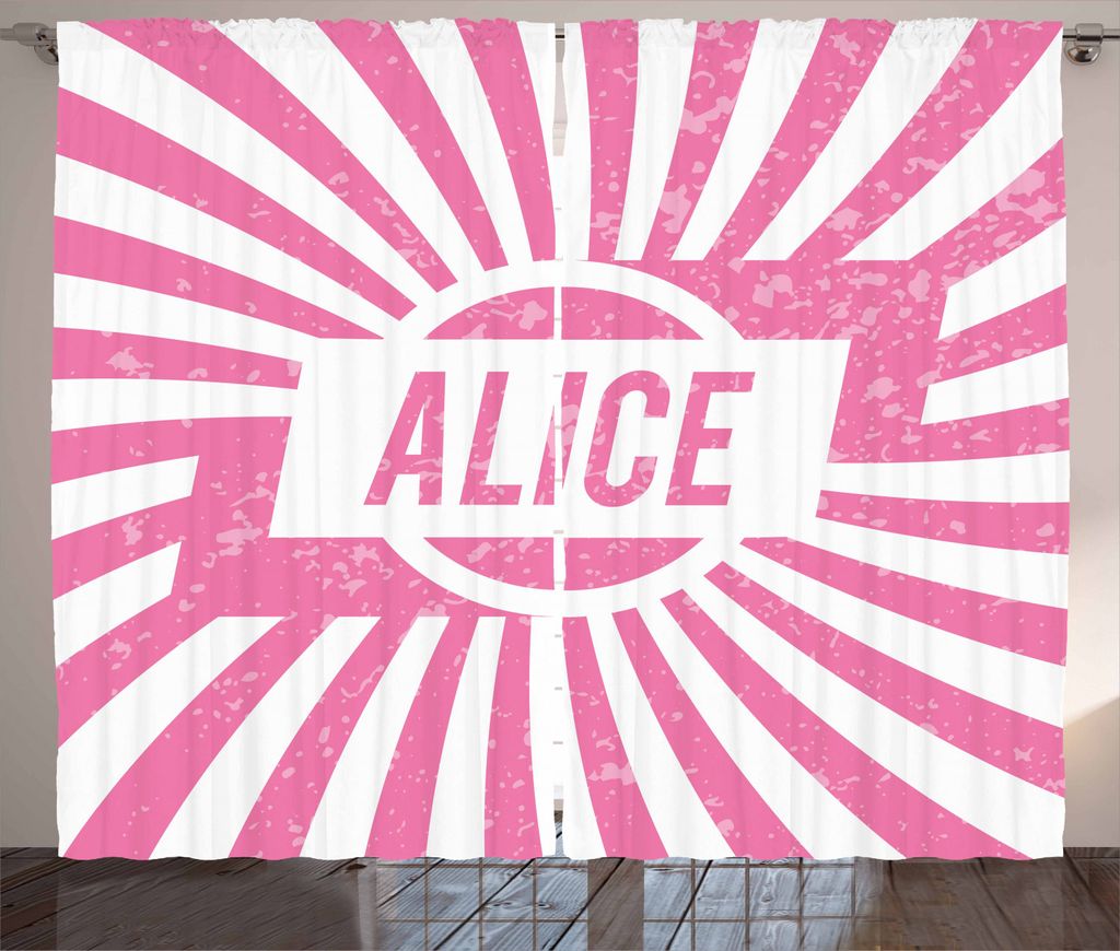 ABAKUHAUS Alice Rustikaler Gardine, Rosa Farbe Grunge Look, Schlafzimmer Kräuselband Vorhang mit Schlaufen und Haken, 280 x 225 cm, Hellrosa und W...