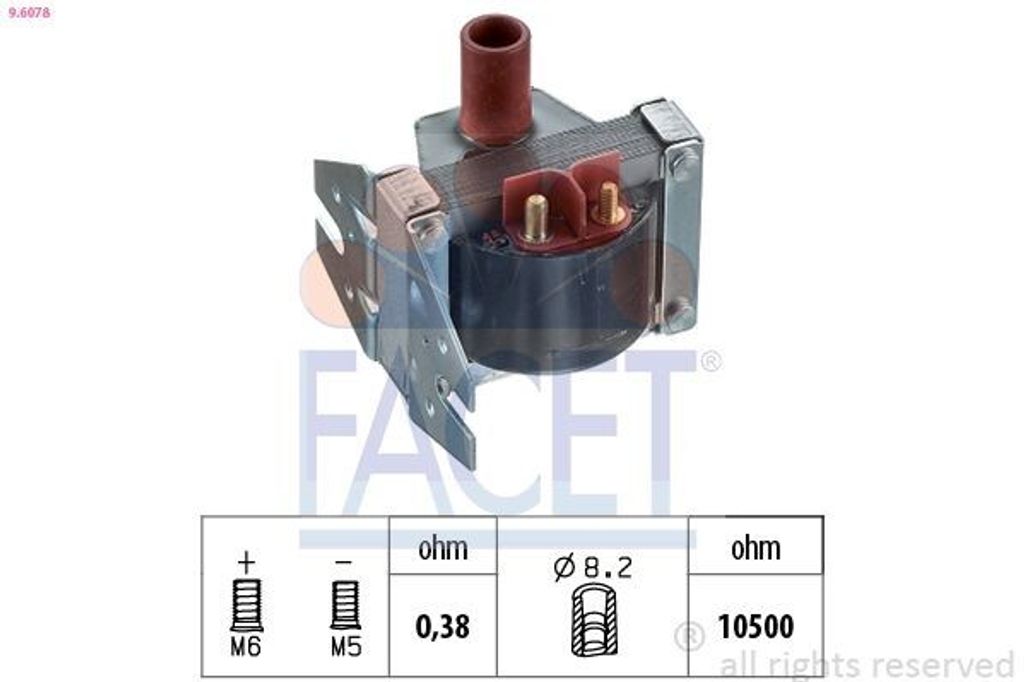 FACET 9.6078 Zündspule passend für MERCEDES-BENZ 190 (W201) Stufenheck (W124) SL (R129) S-Klasse Limousine (W126) W124 T-modell (S124) G-Klasse SUV