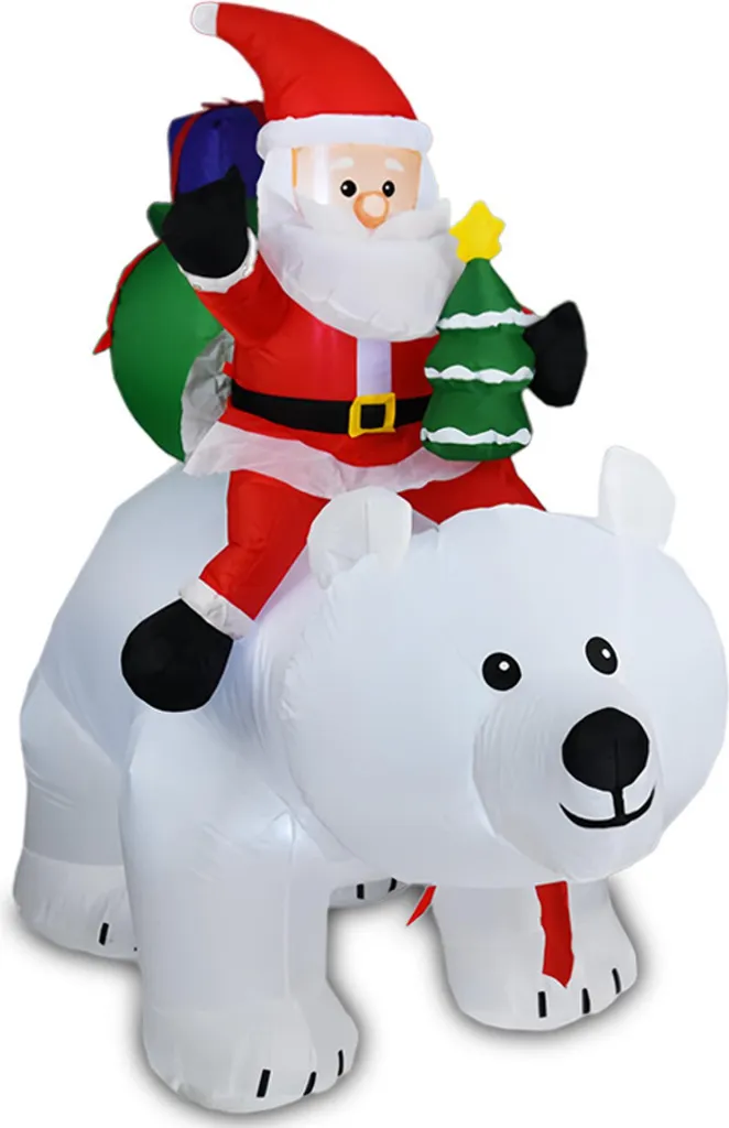 Père Noël gonflable robuste et stable avec éclairage LED pour jardin