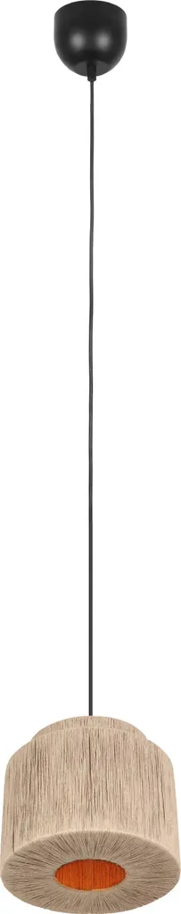 Luminaire Suspendu Rond Noir 31cm avec Détail Corde Style Scandinave