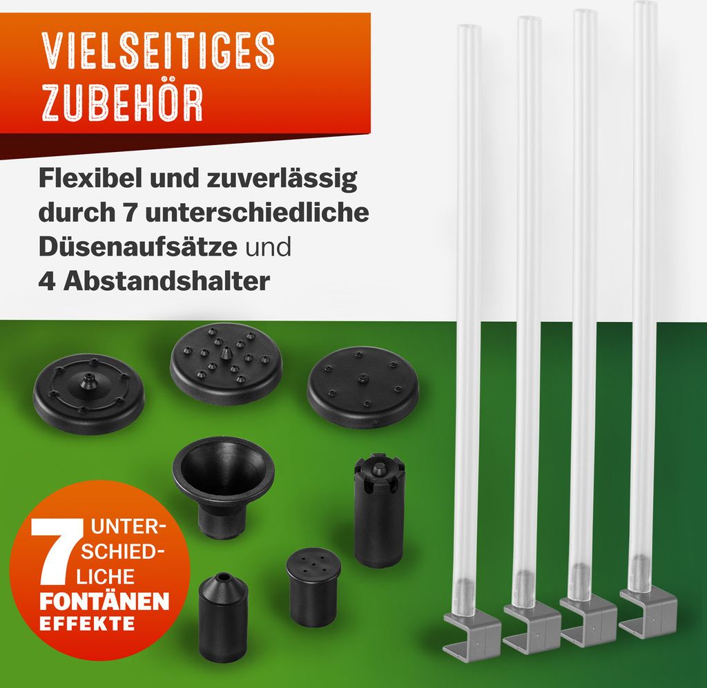 GARDEBRUK® Solar Springbrunnen 7 Effekte 180L/h Solarpanel Produktbild 8