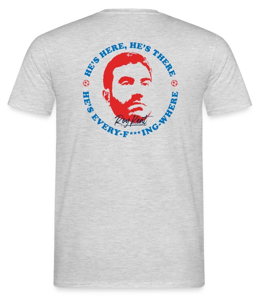 Spreadshirt Ted Lasso Roy Kent He's Here He's There Männer T-Shirt, XXL, Grau meliert