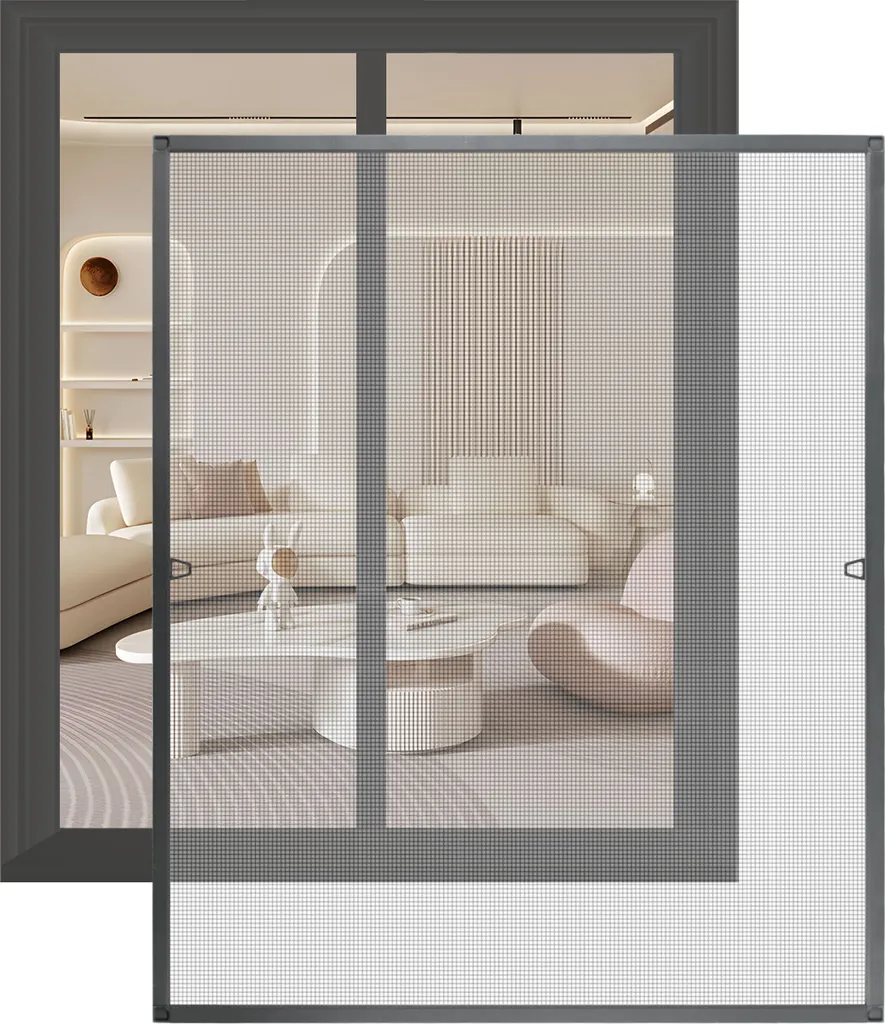 Hengda Moustiquaire de Fenêtre 80x100 cm Cadre Alu Anthracite Robuste