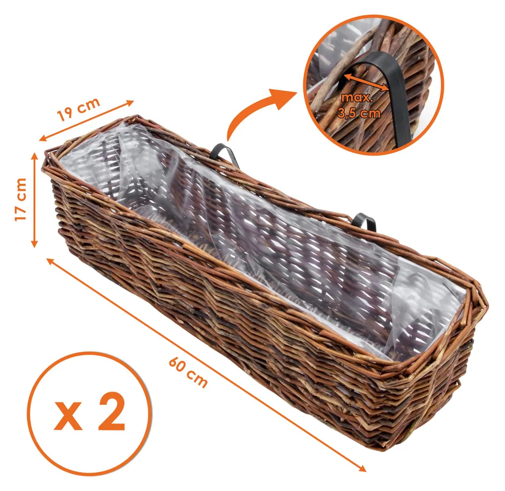 Jardinière d'Angle en Rotin pour Rambarde Fine : Fixation Stable 35mm
