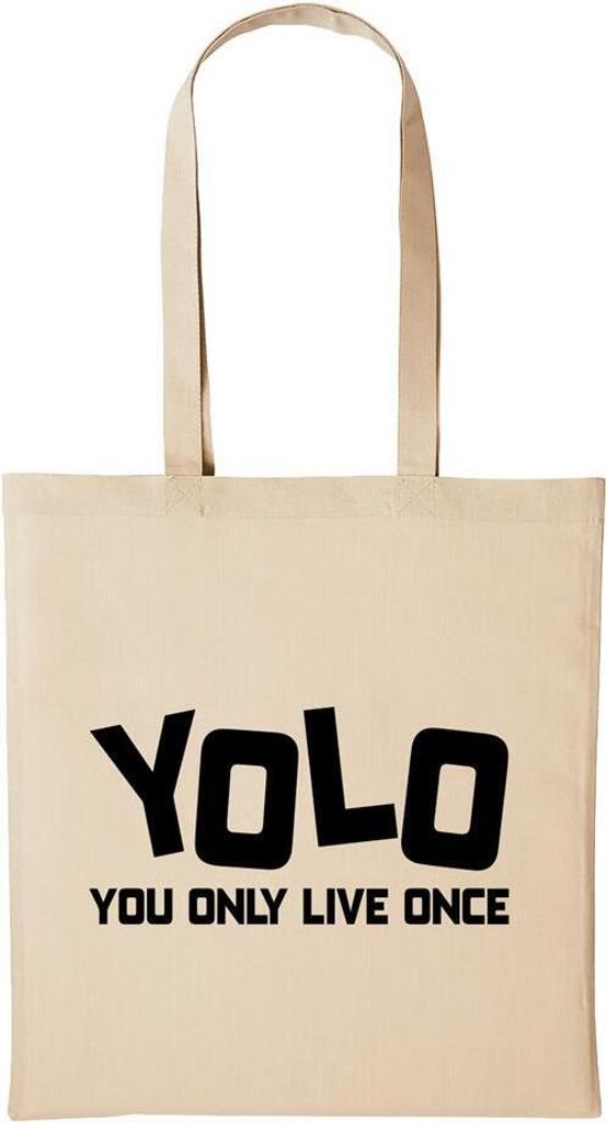 Huuraa Baumwollbeutel YOLO Geschenk Einkaufstasche Natural 10 Liter Baumwolle YOLO Accessoire