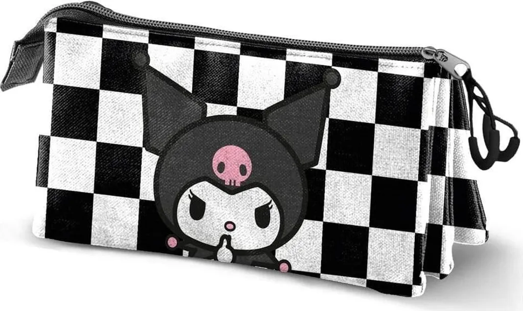 Trousse Triple Kuromi et Hello Kitty Sanrio Rose avec 3 Compartiments