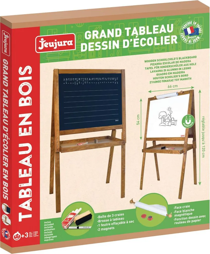 Grand tableau écolier double face en bois jurassien robuste