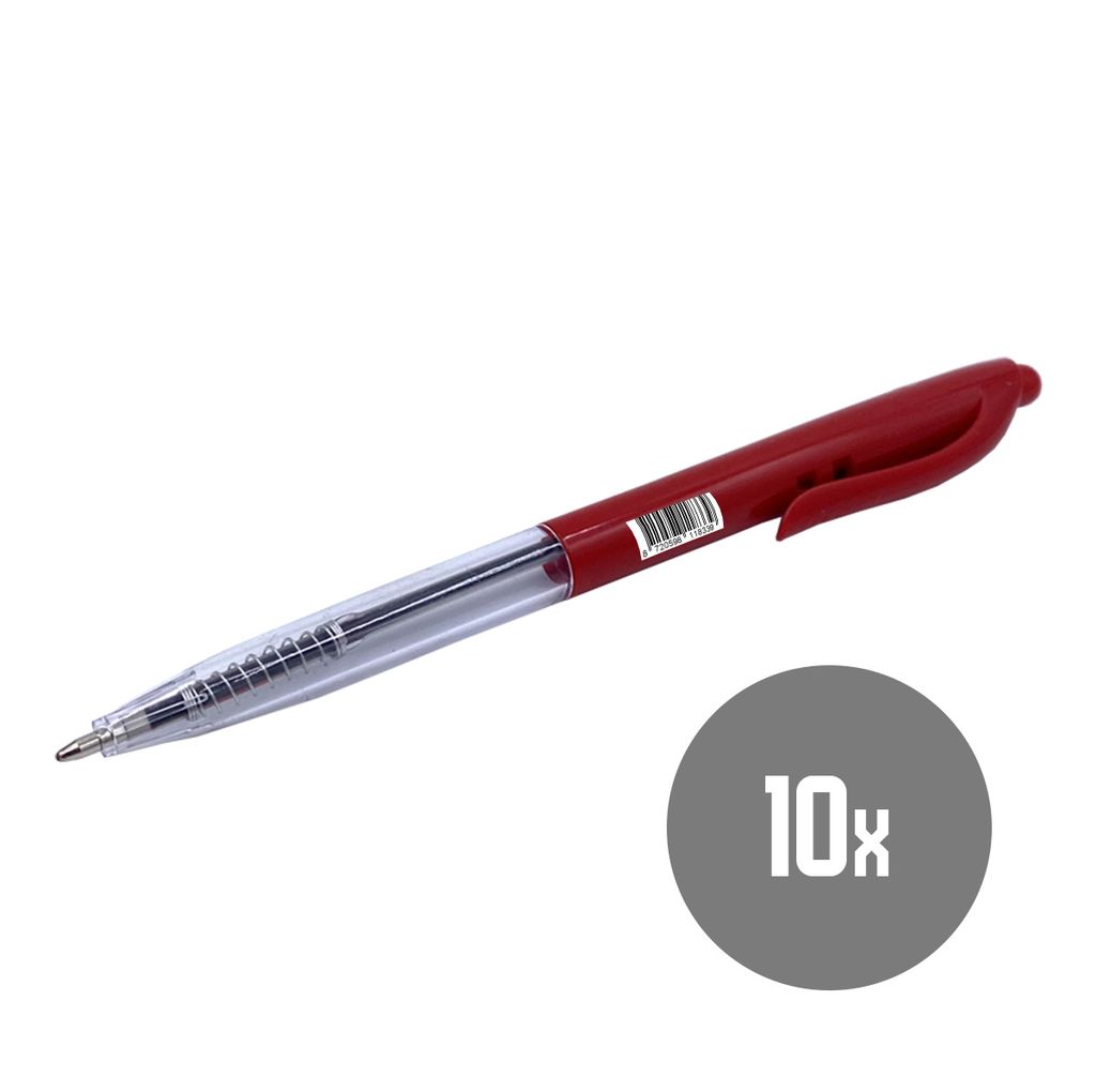 DULA Kugelschreiber Druckknopf Rot - 10 Stück