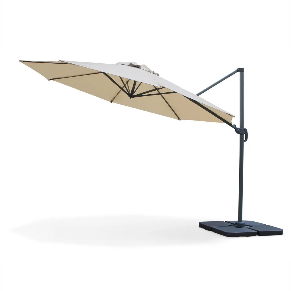 Parasol Prestige Beige 300cm Inclinable - Mât Alu, Fini les Surchauffes