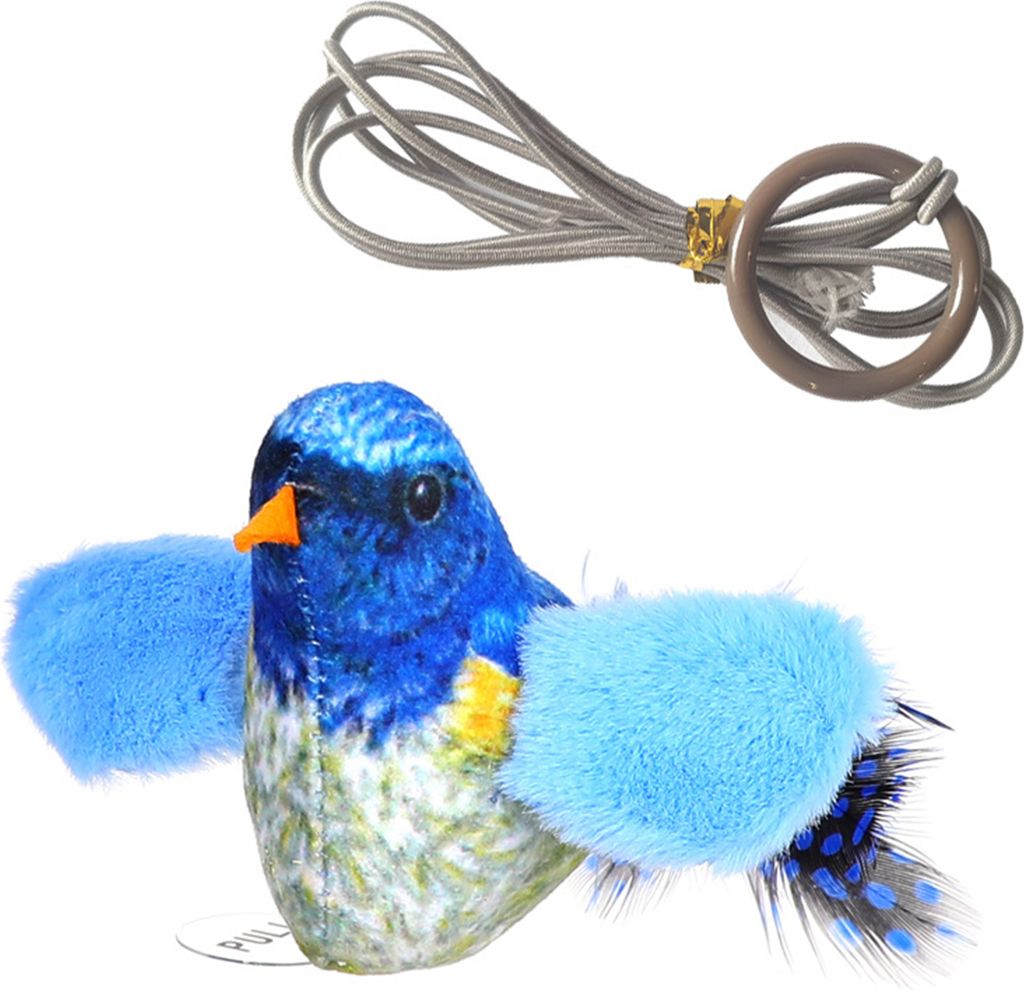 Interaktives Katzenspielzeug, integrierte Geräuschsimulation, bissfester Vogel-Plüsch-Teaser, lindert Langeweile, Jagdinstinkt, Katzenspielzeug