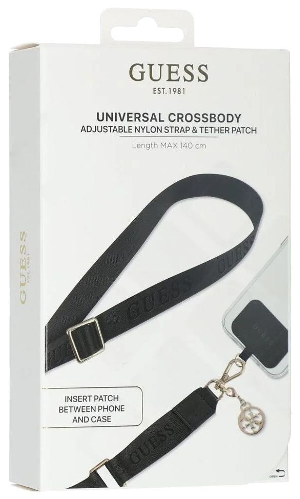 Guess Cbdy Nylon Chain Šnúrka Na Telefón - Čierna Obrázok produktu 