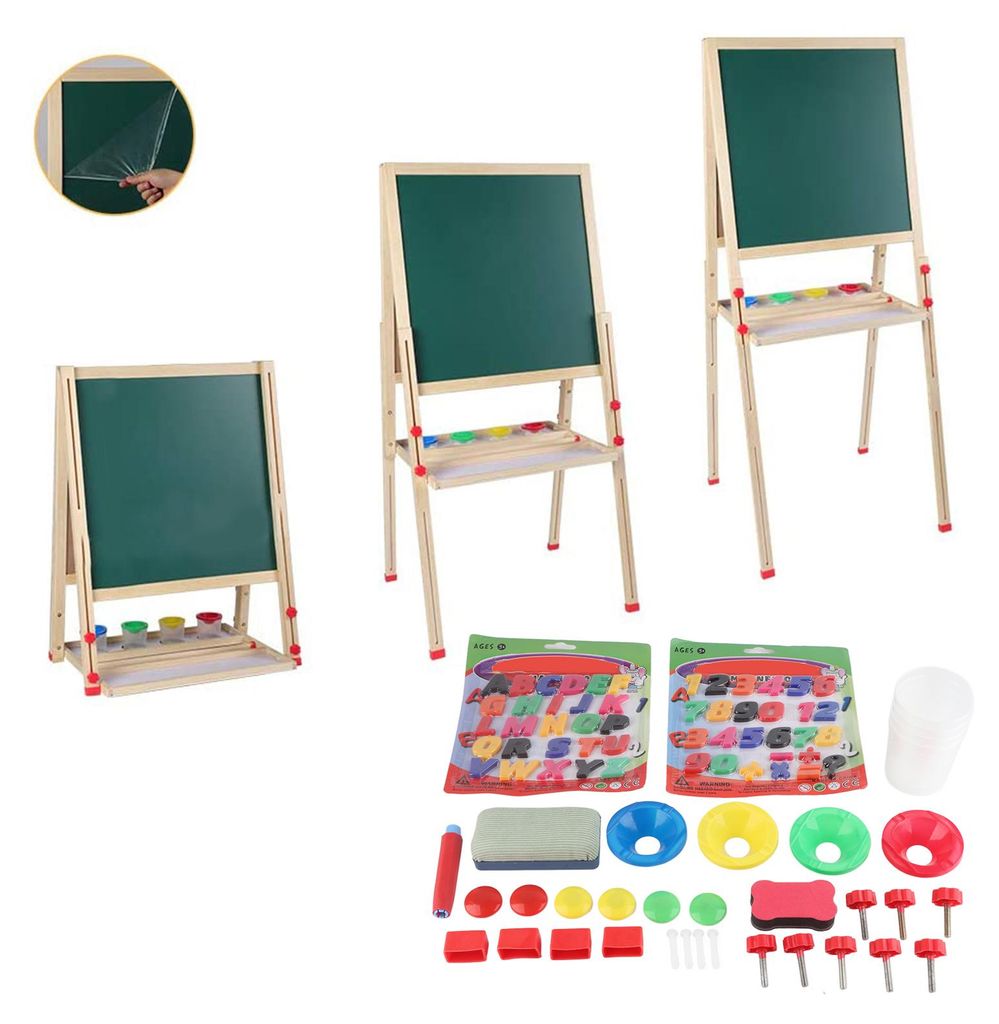 AllinOne Kunststaffelei aus Holz für Kinder mit Papierrolle und Zubehör