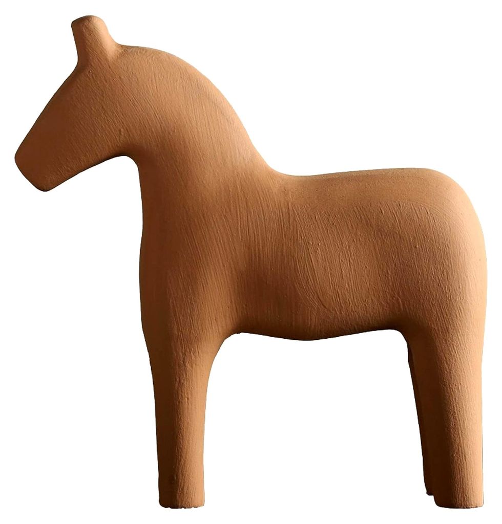 Hölzerne Pferdefigur, Handbemalte Pferdestatue aus Kiefernholz für die Tischdekoration im Heimbüro (Khaki #14)
