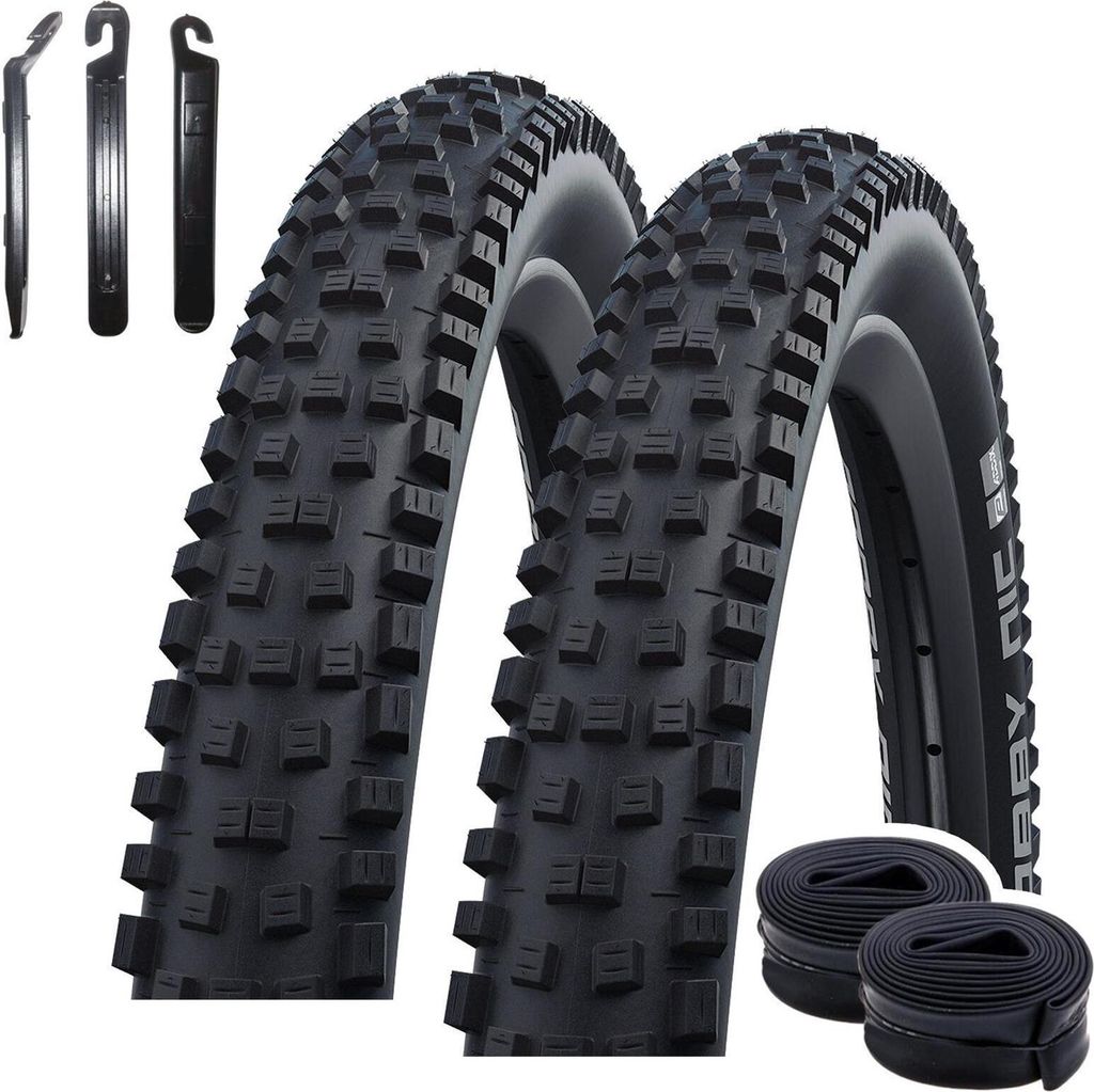 2 x Faltreifen Schwalbe Nobby Nic ADDIX in Schwarz Fahrrad Reifen 57-622 (29 x 2.25) + 2 Schwalbe Schläuche DV19 inkl. 3 Reifenheber