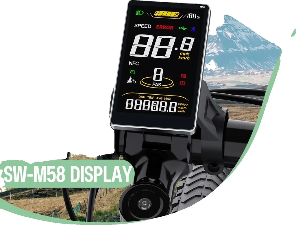 Écran EBike SW2-M58 Bafang UART avec Connectivité Bluetooth et Nav
