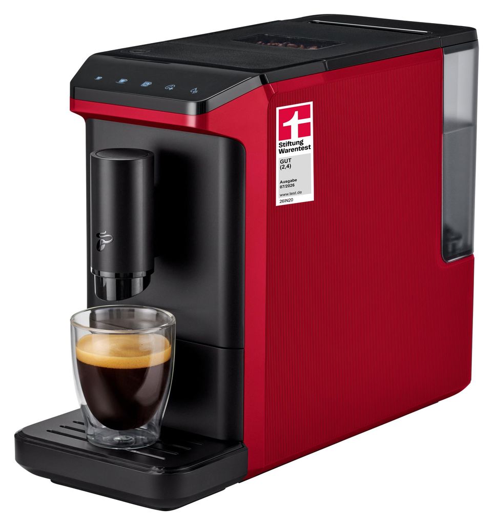 Tchibo Kaffeevollautomat Esperto mini, Rot, nur 16 cm breit Produktbild 