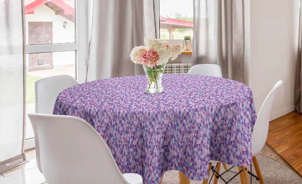 ABAKUHAUS Tovaglia rotonda a mosaico, allegri triangoli poligonali, tovaglia circolare per sala da pranzo, decorazione per cucina, 150 cm, multicolore