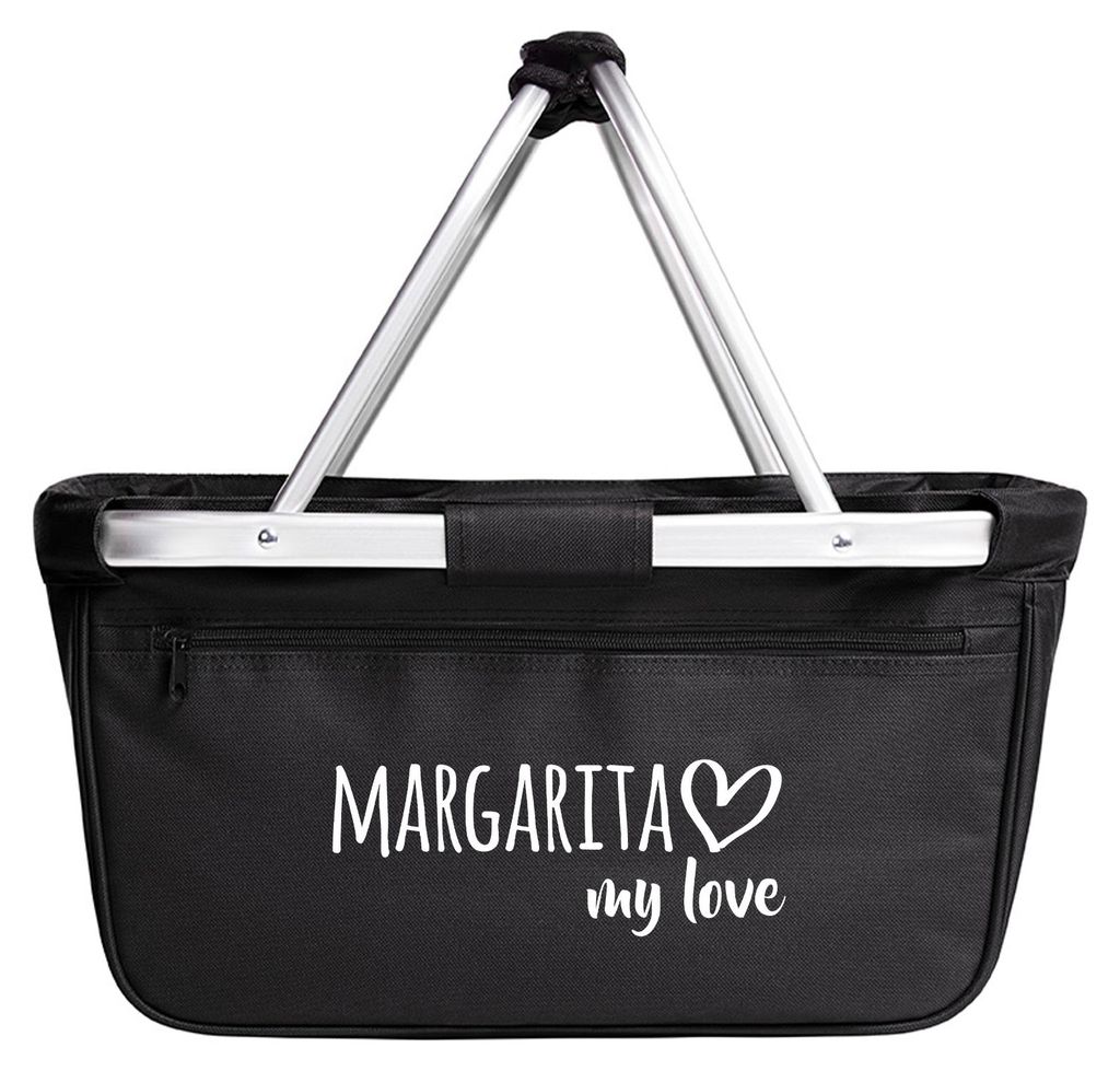 Huuraa Einkaufskorb Margarita Island my love 20 Liter Black faltbarer Tragekorb Geschenkidee
