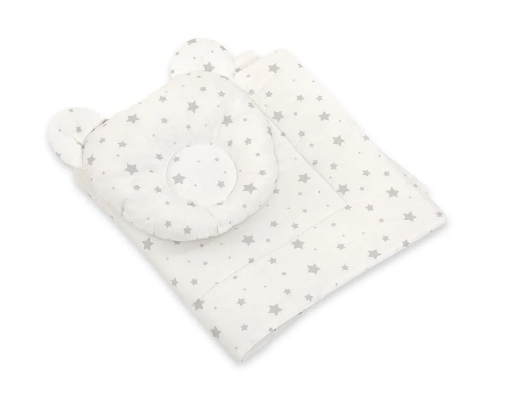 Duo de coussin et d'oreiller profilé Nalle mini étoiles grises 2 pcs