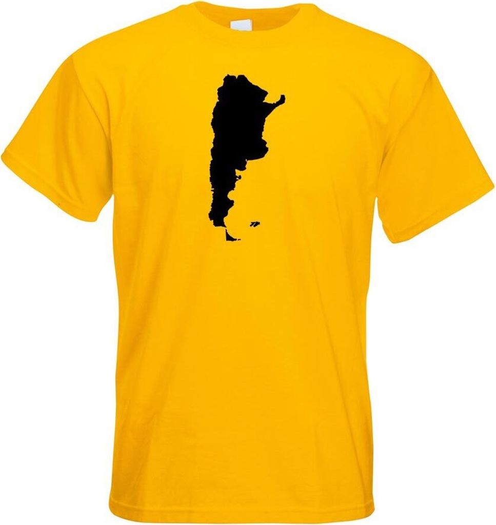 Kiwistar - T-Shirt - gelb - Argentinien Umriss Kontur Herren Funshirt Bedruckt Design Sprüche Spruch Motive - mit Motiv Bedruckt - Funshirt Design...