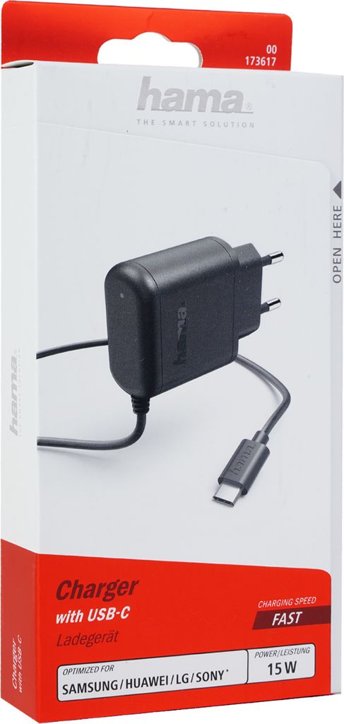 Hama USB-C Ladegerät – 3A Schnellladung, Weiß, Für Weltweiten Einsatz (100-240V)