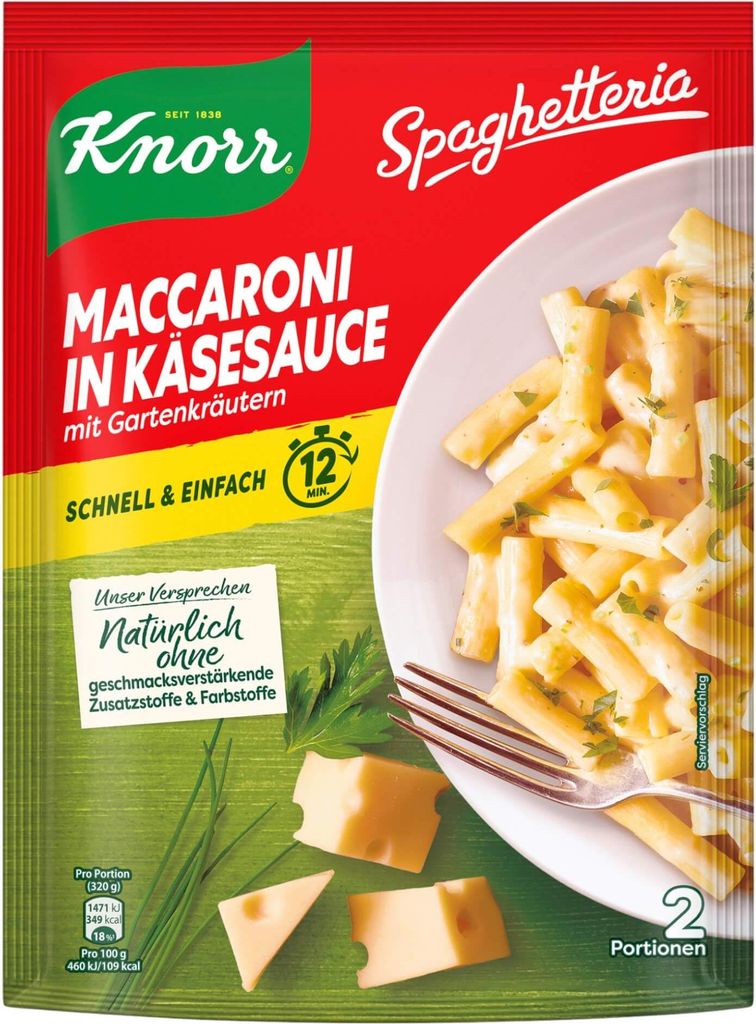 Knorr Spaghetteria Maccaroni in Käsesauce 166g - Fertiggericht von Knorr