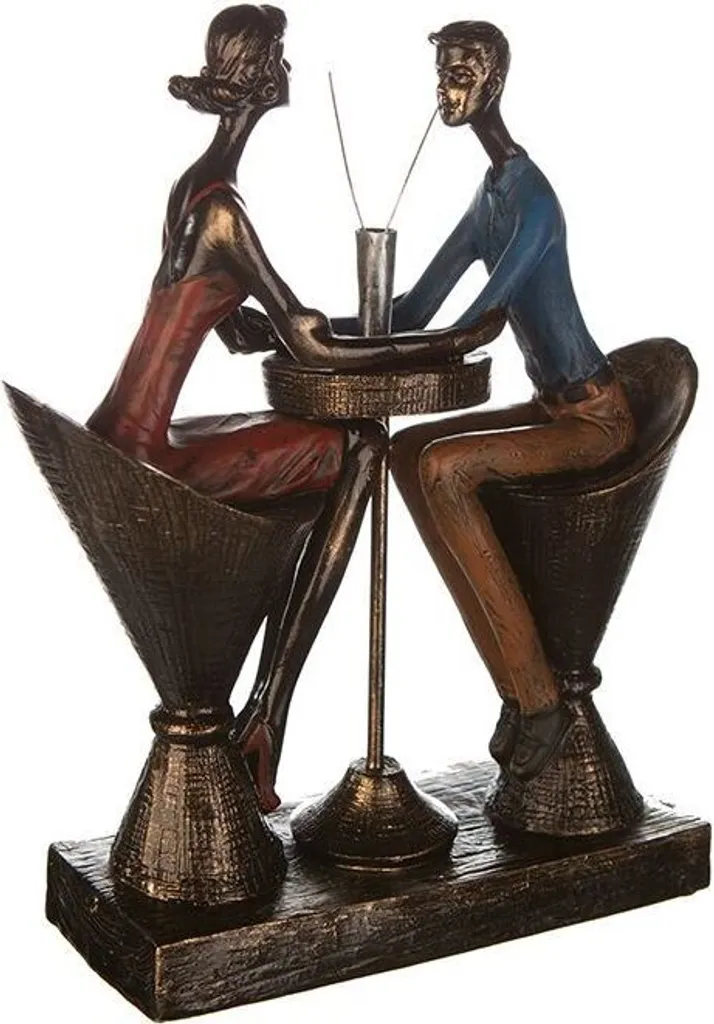 Décoration de Table Romantique : Sculpture Couple Gilde Bronze 21x25cm