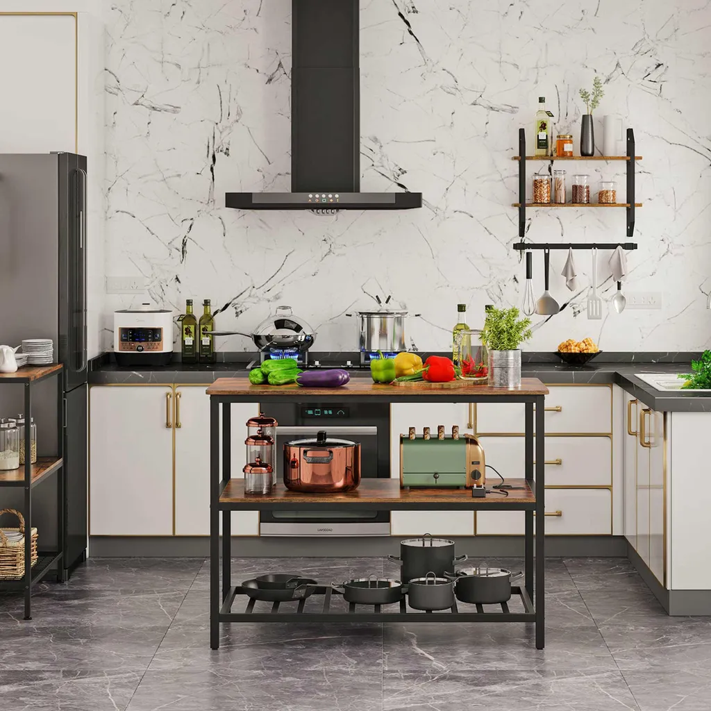 Grand Ilot de Cuisine pour Préparation de Repas et Coin Repas Convivial
