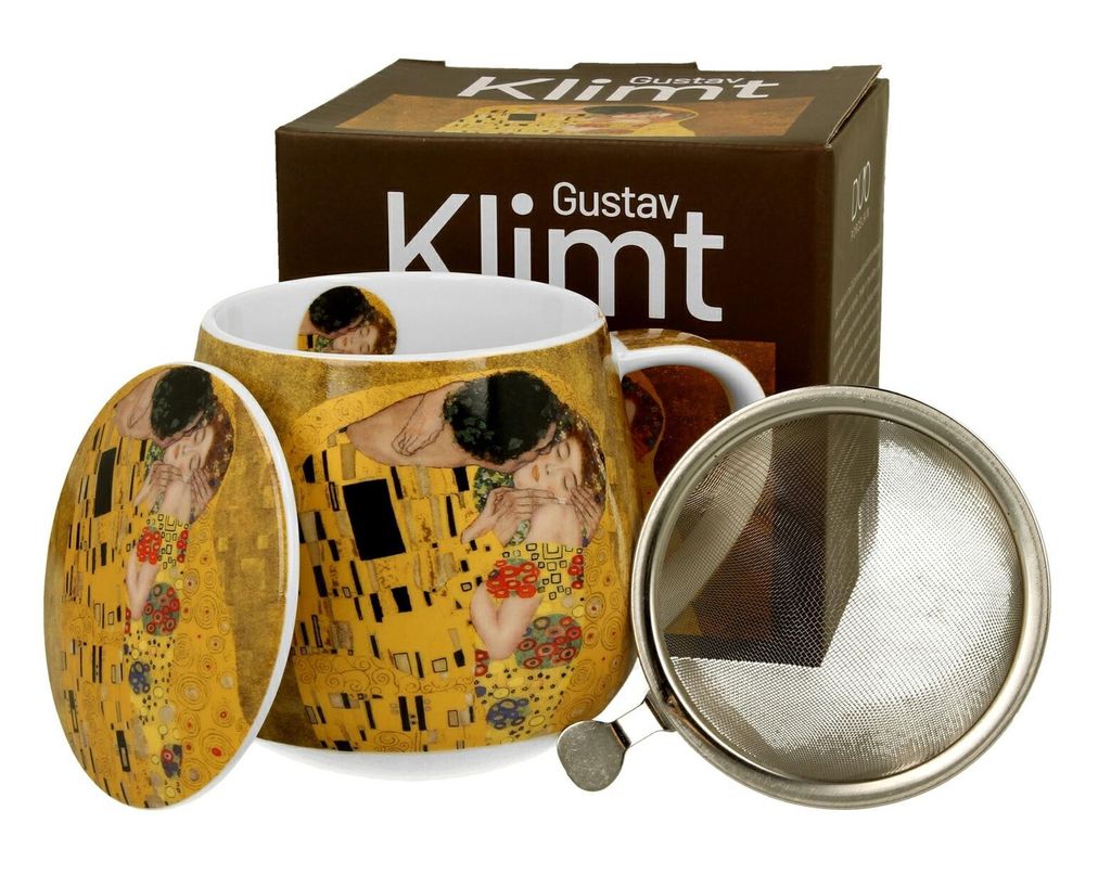 DUO ART GALLERY Kubek beczułka 430 ml THE KISS z sitkiem do Zdjęcie produktu 
