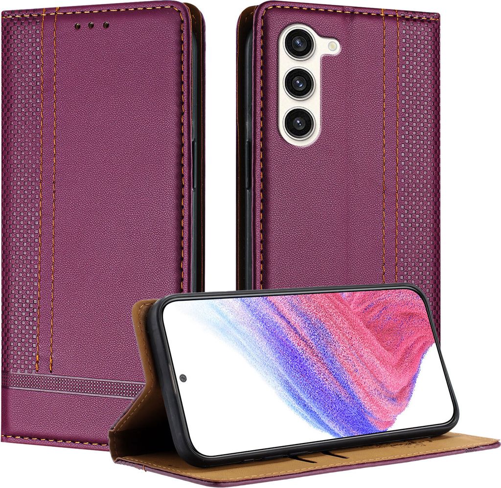 Handyhülle für Samsung Galaxy S23 Plus Leder Flip Klappbare Schutzhülle mit Standfunktion Lila