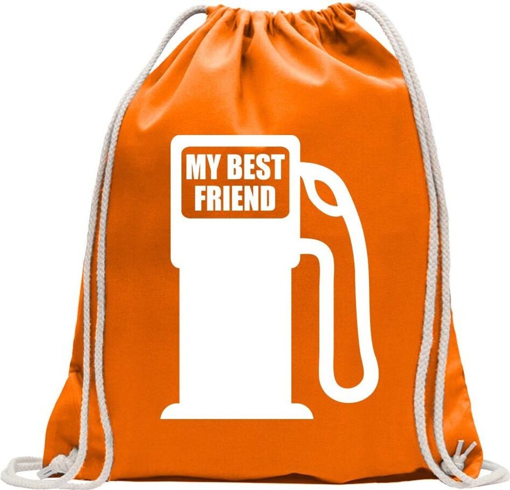 Kiwistar - Turnbeutel - mandarin - My best Friend - Fun Rucksack Sport Beutel Gymsack Baumwolle mit Ziehgurt