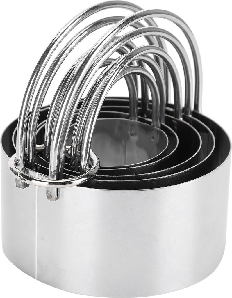 5PCS/Set Keksausstecher Edelstahl Runde Keksausstecher mit Griff Backen Teig Werkzeuge