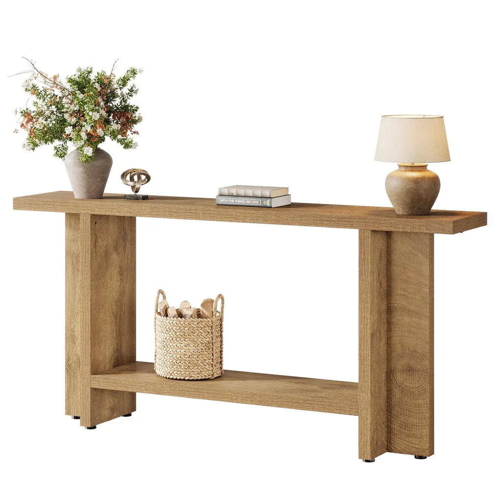 Table de Couloir Longue 150cm et Console de Salon Style Industriel Bois