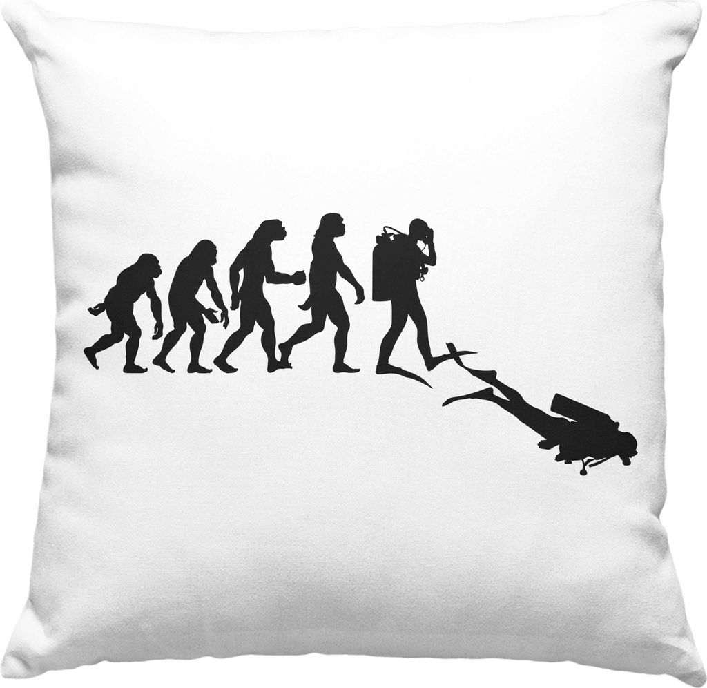 Trendation - Taucher Deko-Kissen mit Füllung 40x40 Geschenk Deko-Kissen mit Füllung 40x40 Geschenkidee Männer Tauchen Evolution Grafik Tauchleh...
