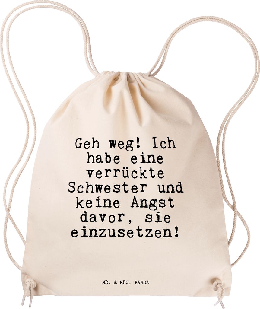 Mr. & Mrs. Panda Turnbeutel Geh weg! Ich habe... - Transparent - Geschenk, sporttasche klein, Schwester, Zitat, Kleiner Rucksack, Sportbeutel, wand...