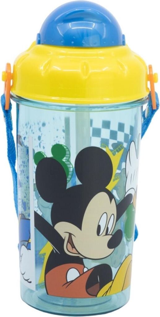 Disney Mickey Kinder Trinkflasche 465ml mit Strohhalm und Tragegurt