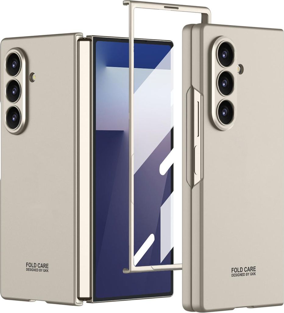 Hülle für Samsung Galaxy Z Fold 7 Schlank Hart PC Matt Schutzhülle mit Displayschutz Beige