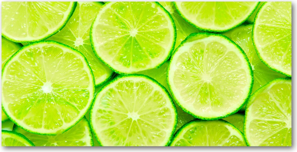 Tulup Glas-Bild - 100x50 -Wandkunst - Wandbild hinter gehärtetem Sicherheitsglas - Essen & Getränke - Limes - Grün