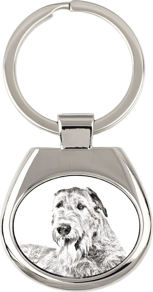 Irischer Wolfshund, Irish Wolfhound - Schlüsselanhänger mit Hund, Anhänger mit Aufdruck, personalisierter Anhänger der Marke Art-Dog
