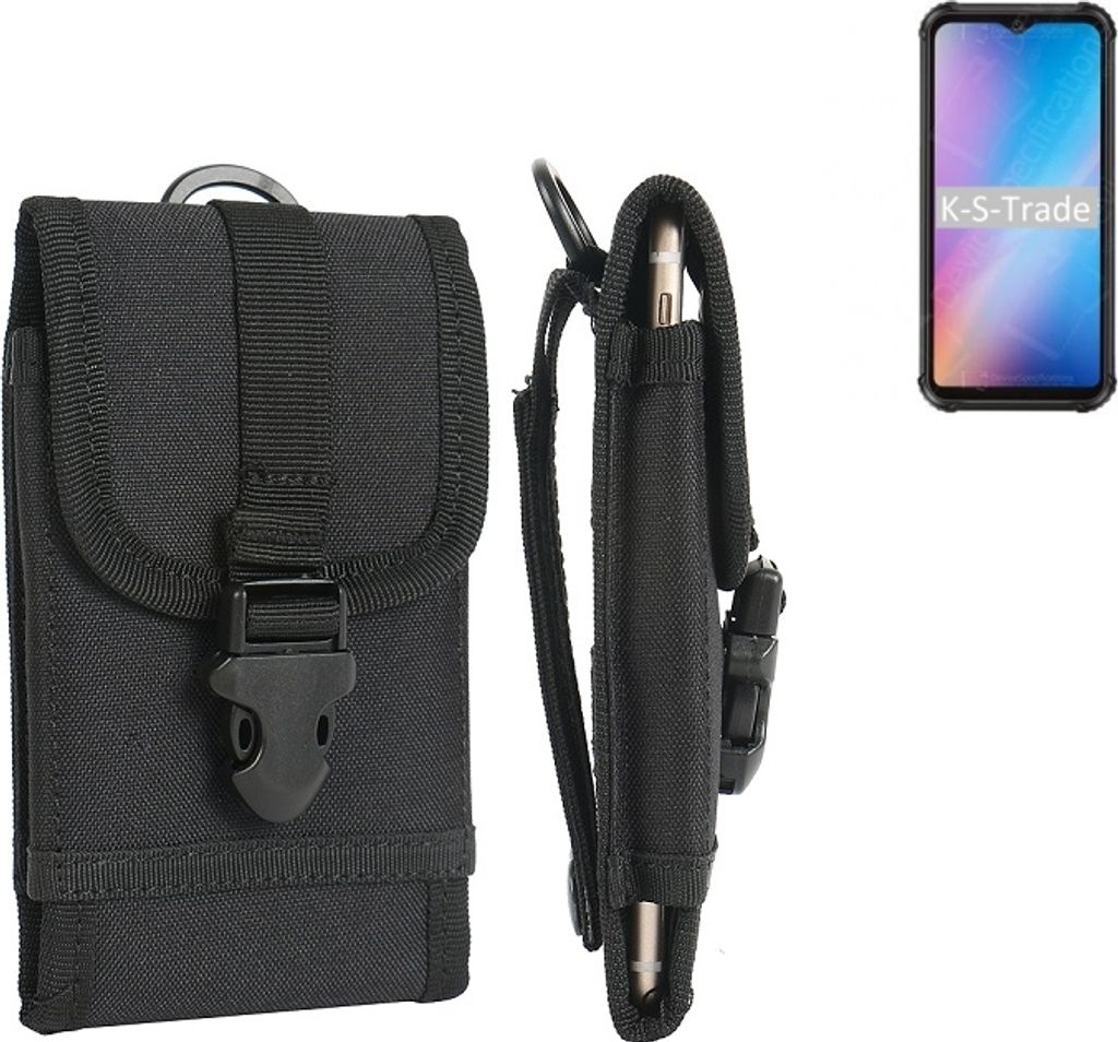 K-S-Trade Holster Handy Hülle kompatibel mit Blackview BV9800 Holster Handytasche Gürtel Tasche Schutz Hülle Robust Outdoor schwarz