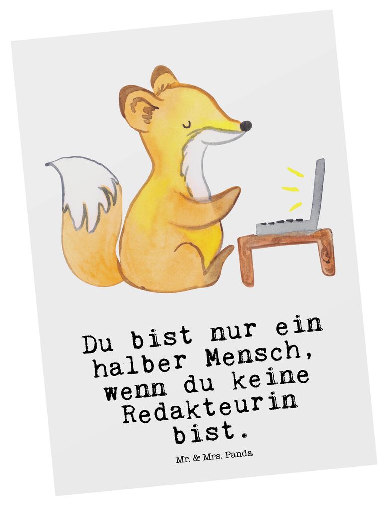 Mr. & Mrs. Panda Postkarte Redakteurin Herz - Weiß - Geschenk, Lustig, Ansichtskarten, Fotokarte, Grußkarte, Spruch, Korrespondent, Online, Postk...